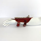 Leather and Resin Bone Bracers - Oxblood Red Leather