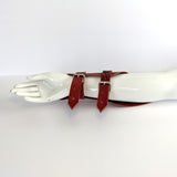 Leather and Resin Bone Bracers - Oxblood Red Leather