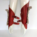 Leather and Resin Bone Bracers - Oxblood Red Leather