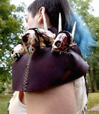 Leather and Resin Bone Pauldron - Dark Brown Leather