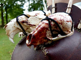 Leather and Resin Bone Pauldron - Dark Brown Leather